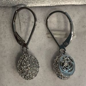 Vera Wang Simply Vera Design Line Sterling Silver Diamond Cluster Earrings